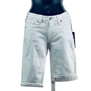 TRUE RELIGION RILEY SHORT Women's Shorts Cotton Stretch Mid Rise Bermuda Size 24